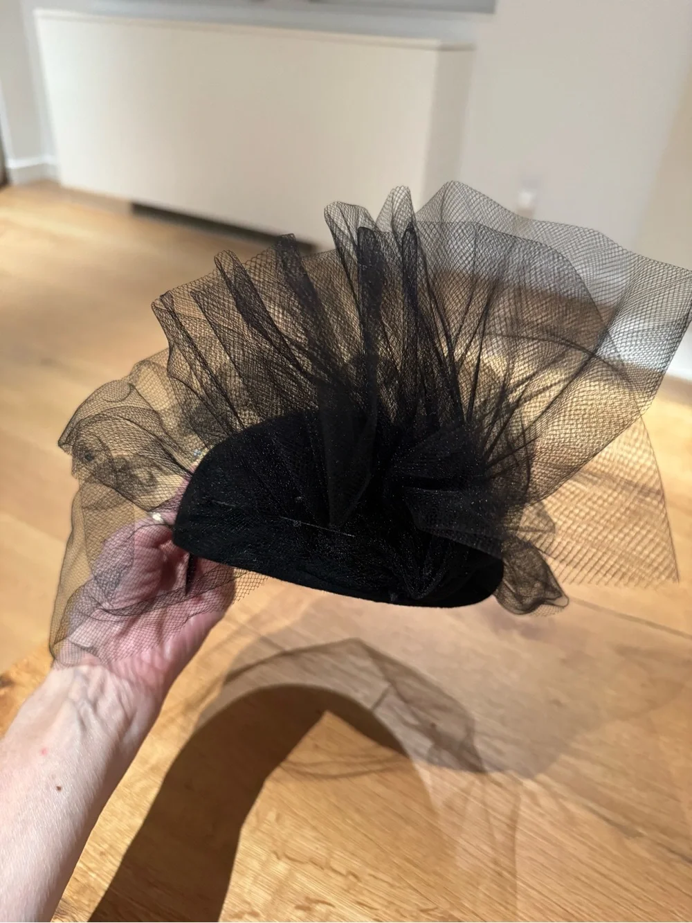 Black Veiled Fascinator Pillbox Hat